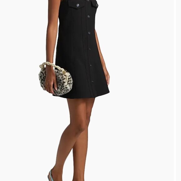 Ganni Bonded Crepe Mini Dress | Black size 44- NWT! - Picture 6 of 6